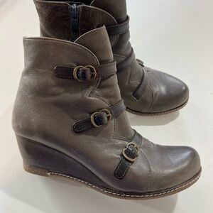 Eric Michael Dark Gray Ankle Boots with Buckle Detail
